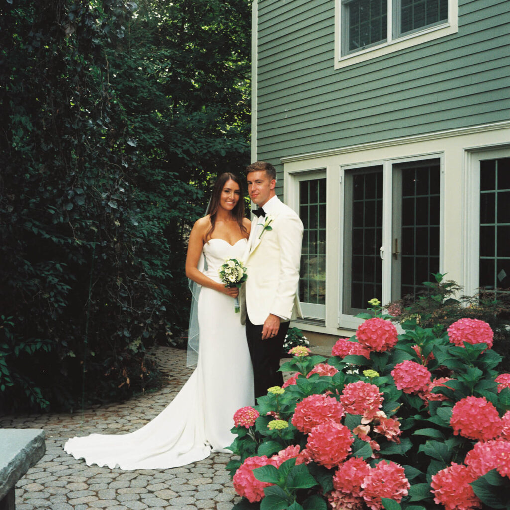 Newlywed photos around the bride's childhood home in Mahwah, NJ. Photo by OkCrowe Photography. 
