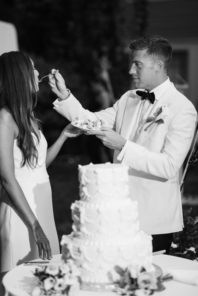 Wedding reception in the bride's parents' backyard in Mahwah, NJ. Photo by OkCrowe Photography. 