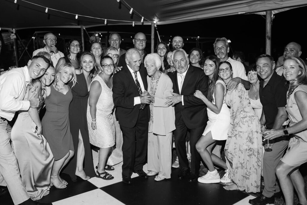 Wedding reception in the bride's parents' backyard in Mahwah, NJ. Photo by OkCrowe Photography. 