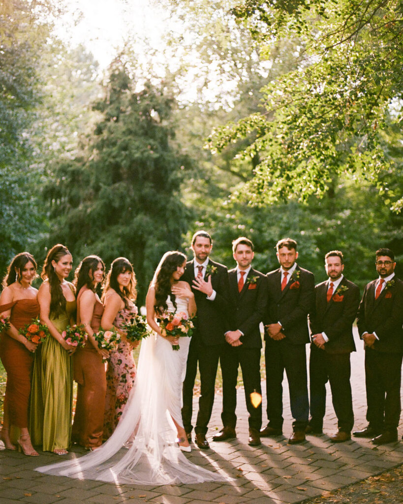 Wedding party portraits at the Grounds for Sculpture. Photo by OkCrowe Photography. 