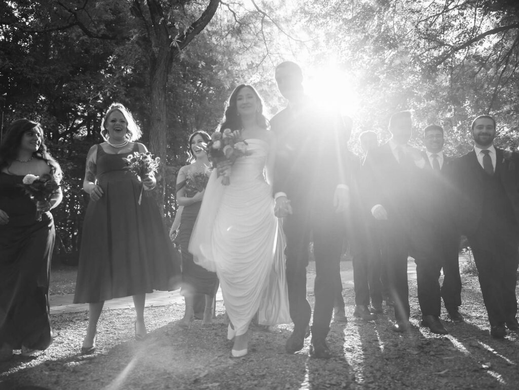 Wedding party portraits at the Grounds for Sculpture. Photo by OkCrowe Photography. 