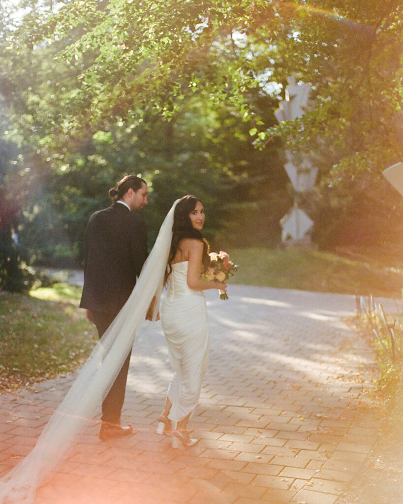 Newlywed portraits at the Grounds for Sculpture. Photo by OkCrowe Photography. 