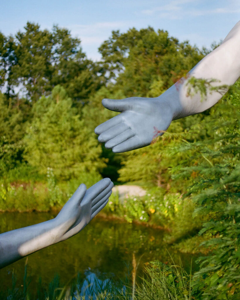 Newlywed portraits with the Daydream sculpture at the Grounds for Sculpture. Photo by OkCrowe Photography. 