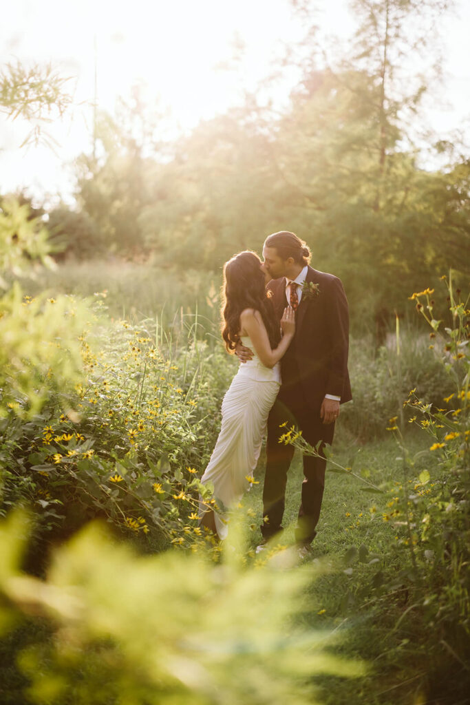 Newlywed portraits at the Daydream sculpture Grounds for Sculpture. Photo by OkCrowe Photography. 