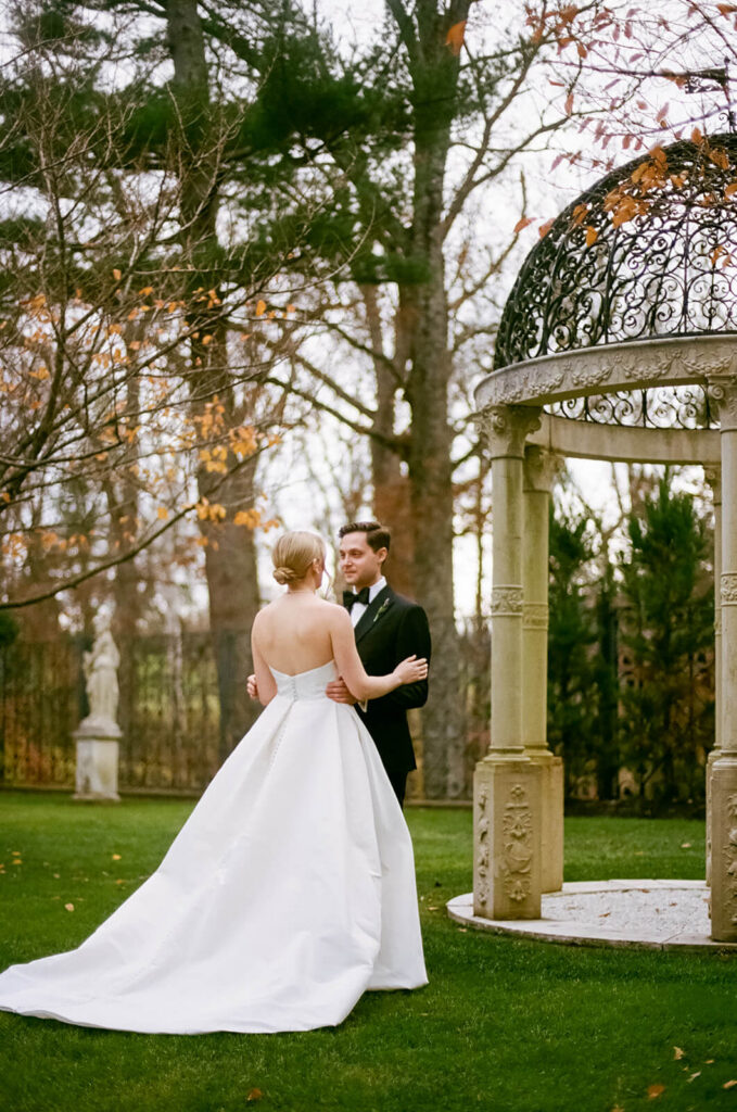 Bride and groom first look in the TPC Jasna Polana Prince Albert Suite. Photo by OkCrowe Photography.