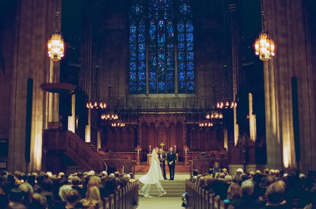 Wedding ceremony at the Princeton University Chapel. Photo by OkCrowe Photography.
