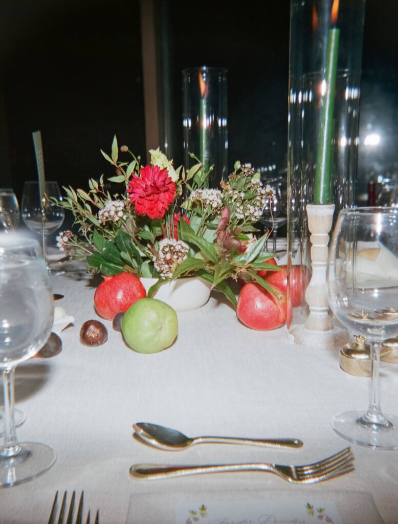 Wedding reception table decor at TPC Jasna Polana. Photo by OkCrowe Photography.