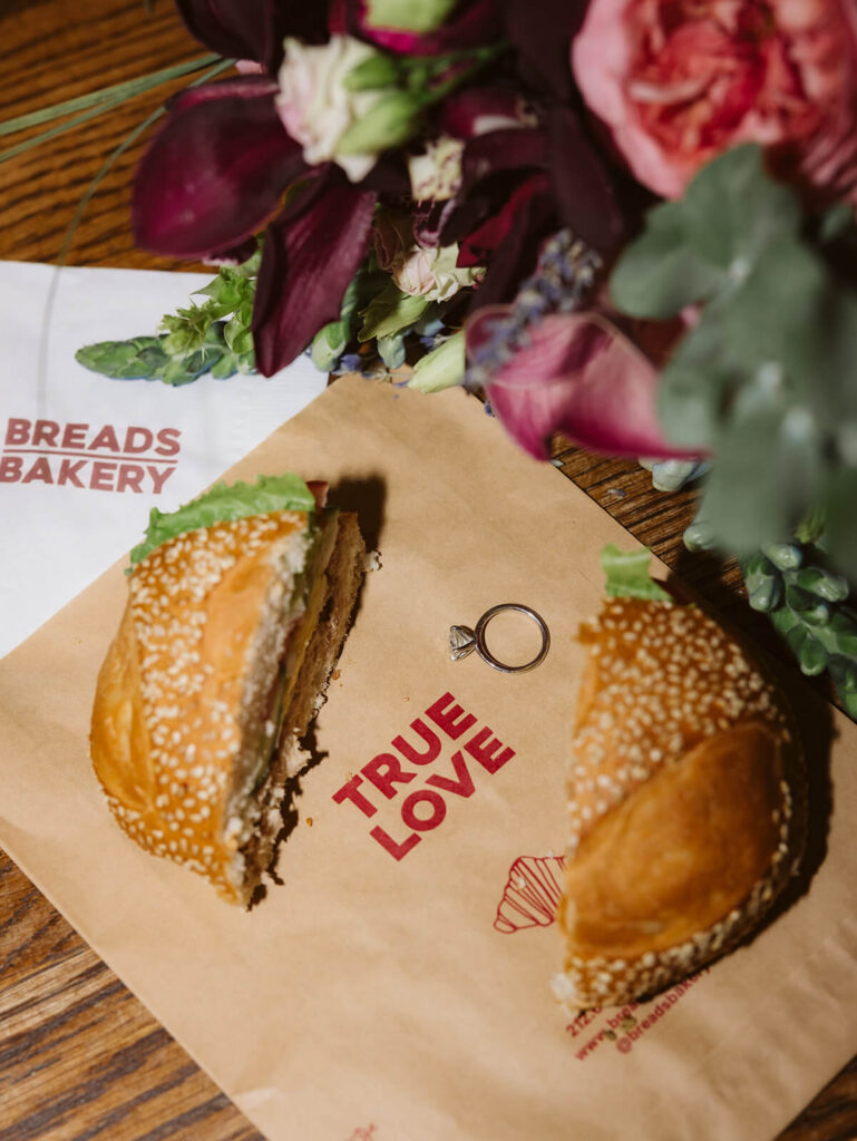 Newlyweds portraits at Breads Bakery. Photo by OkCrowe Photography.