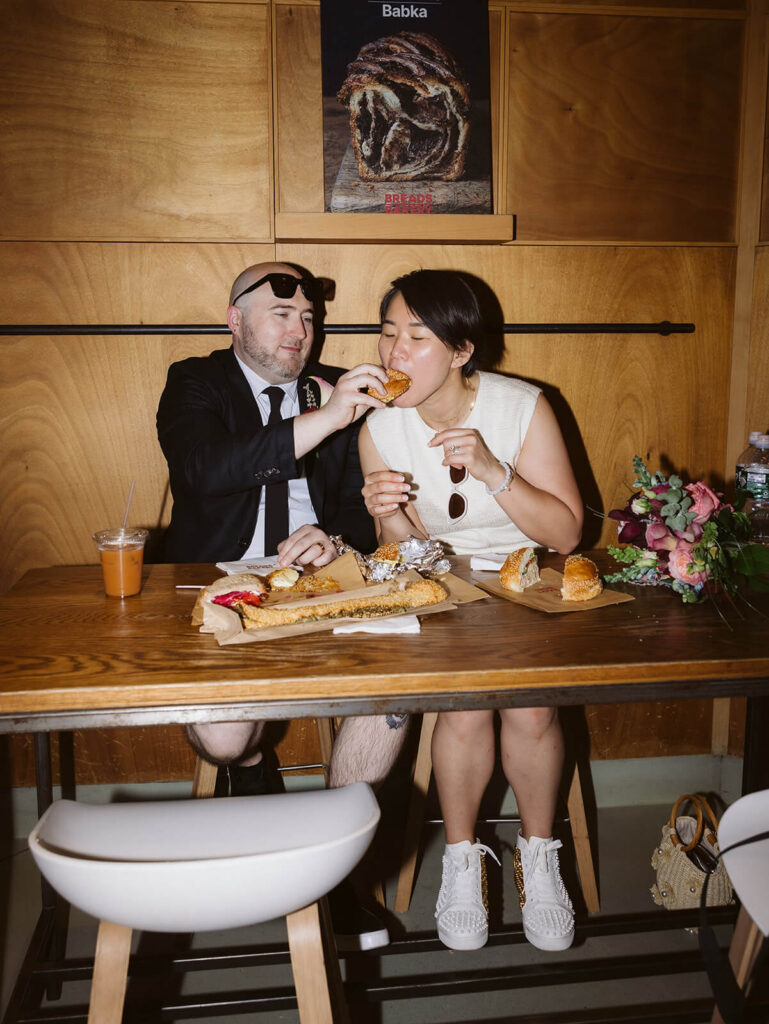 Newlyweds portraits at Breads Bakery. Photo by OkCrowe Photography.
