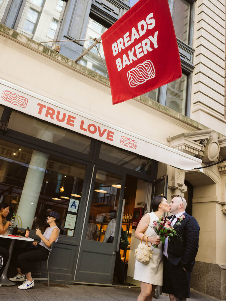 Newlyweds portraits at Breads Bakery. Photo by OkCrowe Photography.