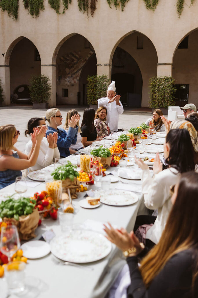 Italian style lunch at the Castello Visconteo courtyard prepared by the Castelloa Visconteo team. Photo by OkCrowe Photography. 