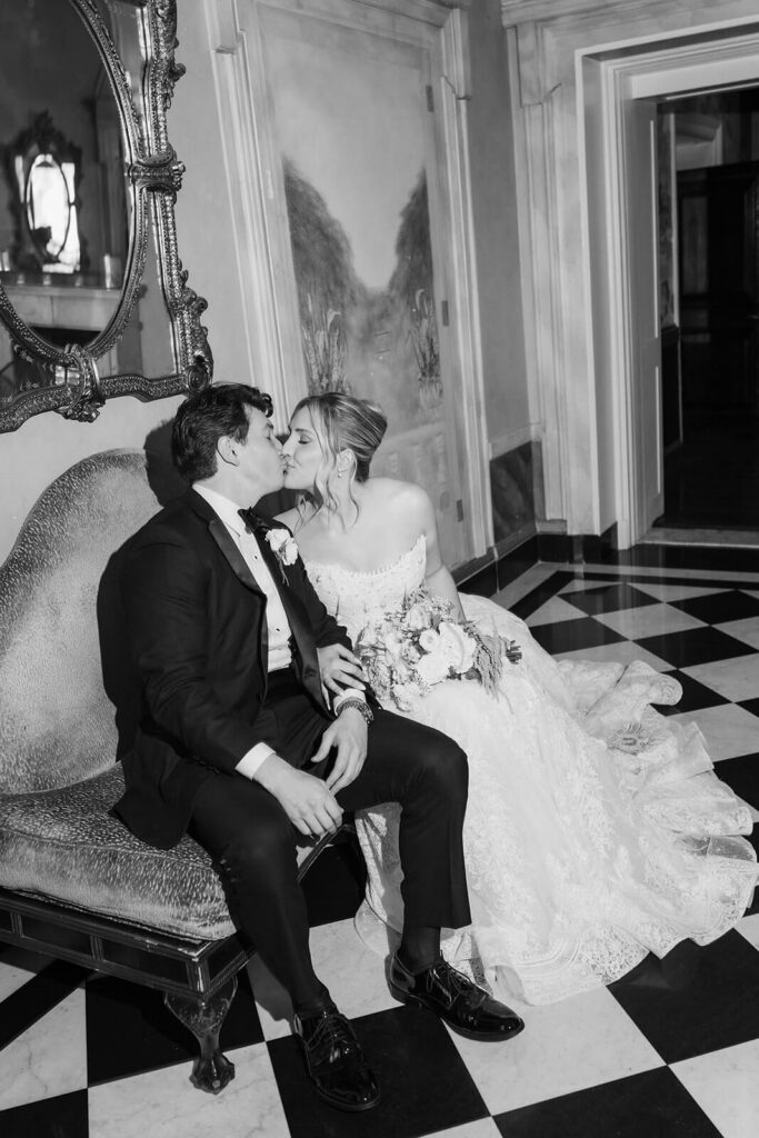 Bride and groom portraits at the Mansion at Oyster Bay. Photo by OkCrowe Photography.