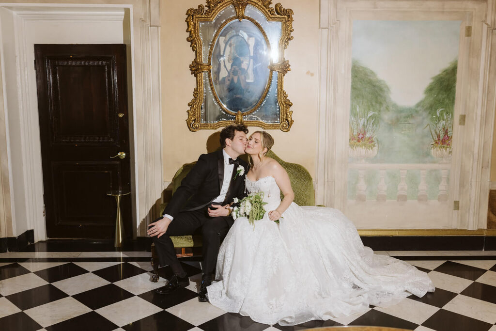 Bride and groom portraits at the Mansion at Oyster Bay. Photo by OkCrowe Photography.