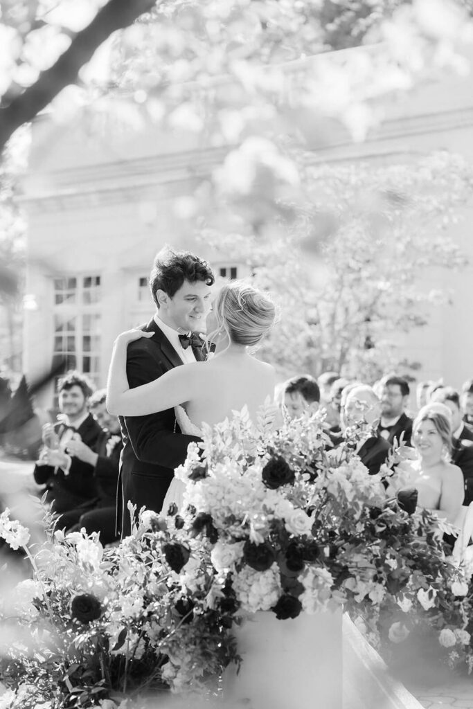Wedding ceremony at the Mansion at Oyster Bay. Photo by OkCrowe Photography.