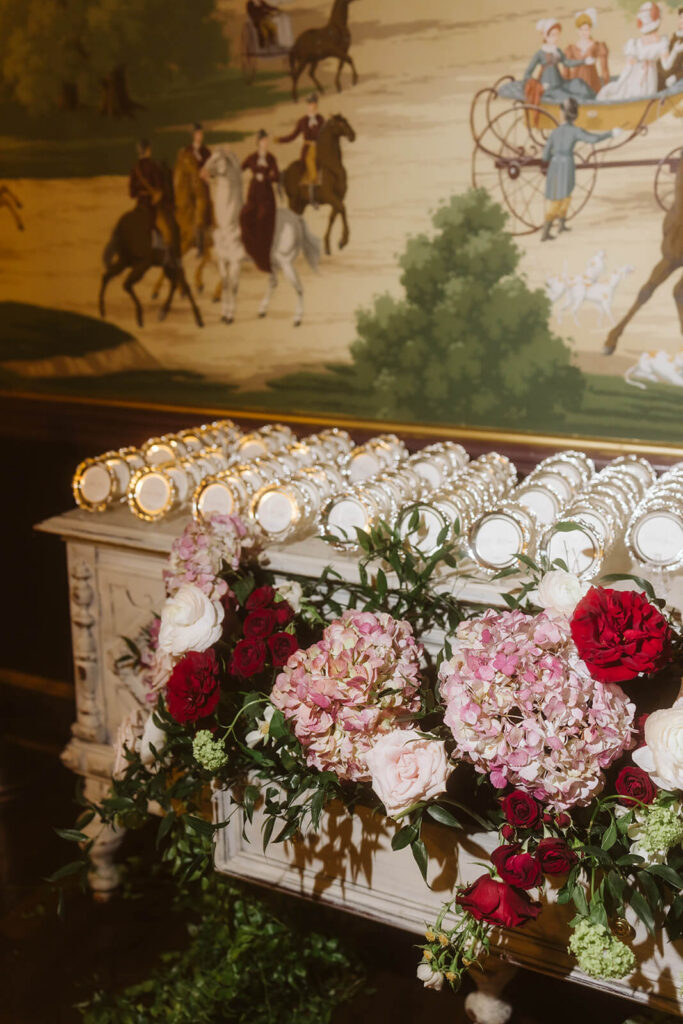 Reception details at the Mansion at Oyster Bay. Photo by OkCrowe Photography.