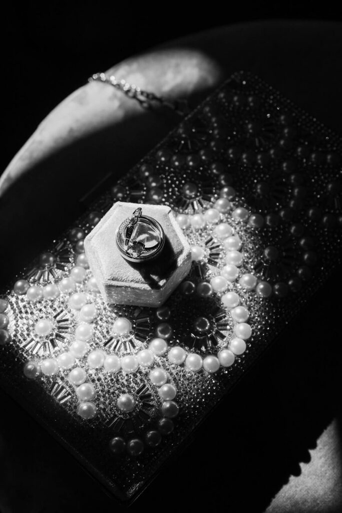 Wedding ring details at the 33 Seaport Hotel. Photo by OkCrowe Photography.