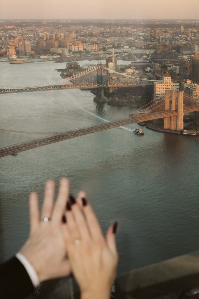 Golden hour rooftop newlywed portraits at Saga restaurant's Solarium. Photo by OkCrowe Photography.